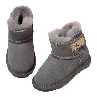 儿童皮毛一体雪地靴男女童鞋防滑童靴学步靴真皮纯羊毛宝宝棉鞋