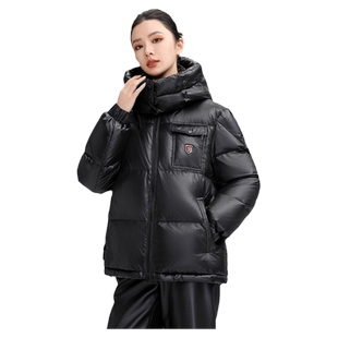鸭鸭亮面羽绒服女款东北超厚款2024年新款冬季加厚短款鸭绒外套XB