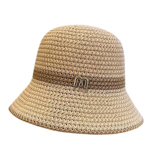 休闲草编渔夫帽女夏百搭遮阳防晒帽显脸小度假大檐帽