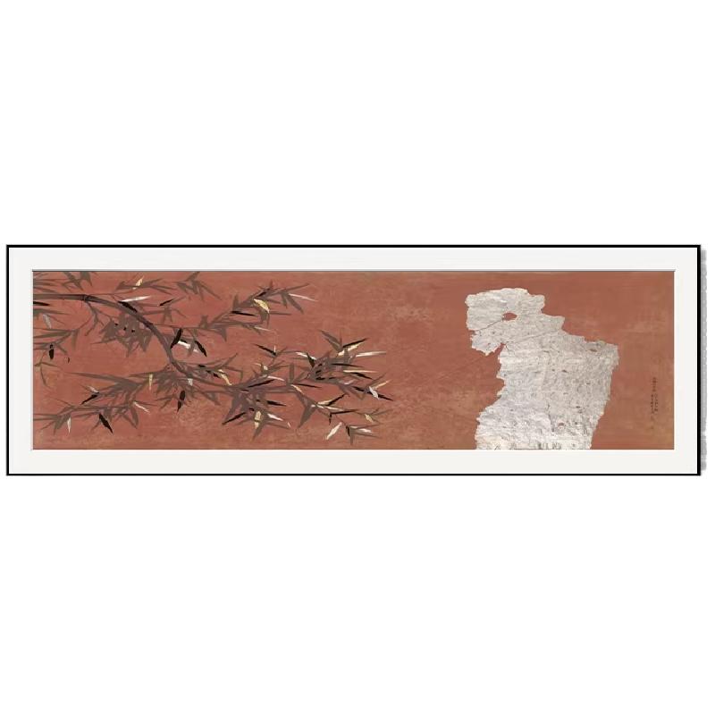 新中式禅意抽象客厅装饰画过道长条壁画国画办公室茶室书房挂画
