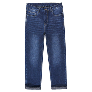 大大牛 猞猁绒抗寒保暖加绒加厚牛仔裤男高腰深裆直筒宽松弹力