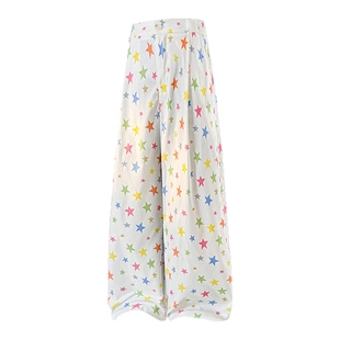 VIISHOW多巴胺满印星星休闲裤男女秋慵懒松弛情侣阔腿直筒长裤子