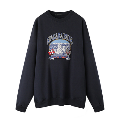 BM瀑布刺绣宽松圆领卫衣