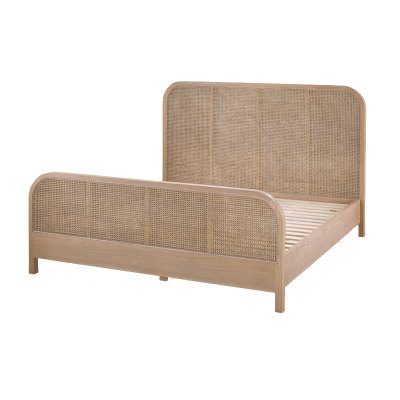 foundhome藤编实木卧室架子床