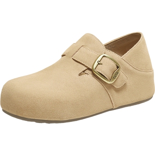 TATA他她栗子勃肯女鞋2025加绒外穿棉鞋休闲毛毛新款鞋子4XN01CM5