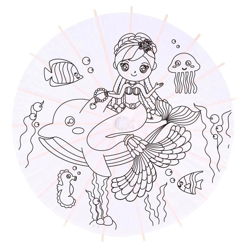 幼儿园创意空白油纸伞diy手工