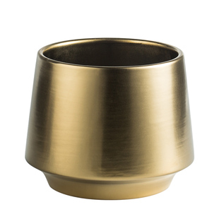 外贸金色陶瓷花瓶矮款大口径摆件客厅高级感轻奢插花花桶水培花盆