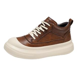 男鞋2025冬季新款高帮运动休闲皮鞋男潮牌高级感厚底增高板鞋潮鞋