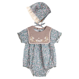 考拉蒂尔婴儿连体衣夏季薄款衣服女宝宝莫代尔短袖哈衣爬爬服夏装