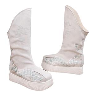 古风增高鞋男士汉服鞋子女古装宋制明制厚底皂靴白色男生COS官靴