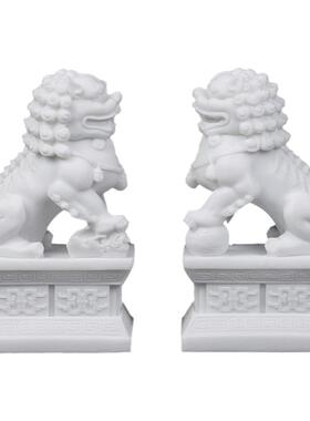 石狮子一对汉白玉看门家用镇宅