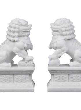 石狮子一对汉白玉看门家用镇宅