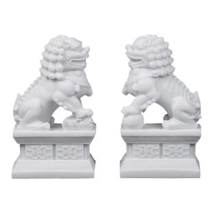 小石狮子一对天然汉白玉家用看门护院石雕家居公司摆件香炉花瓶