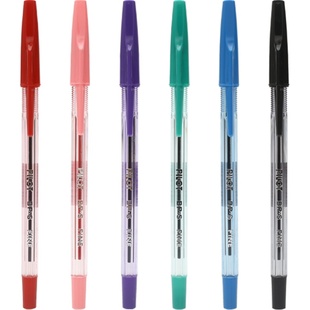 PILOT日本百乐圆珠笔学生办公BP-S彩色中油笔0.7mm经典透明杆