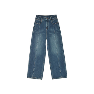 篙端重工牛仔！~小个子阔腿牛仔裤女2026春季新百搭宽松直筒长裤