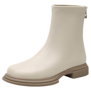 大东官方白色短靴女款2026新款冬季爆款配裙子巨好看韩系靴子女靴