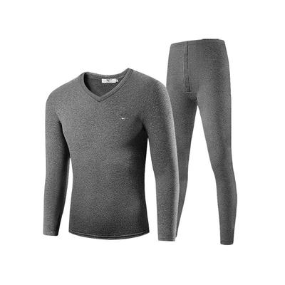 七匹狼加绒加厚V领羊毛内衣套装