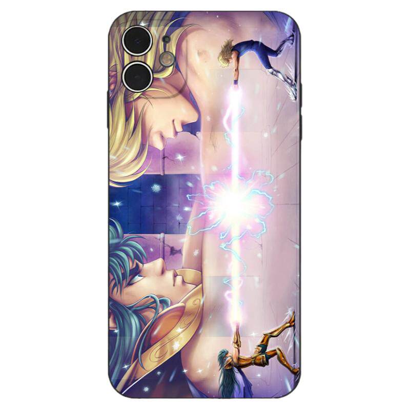 圣斗士星矢水瓶14天鹅适用iPhone16玻璃11/12硅胶13苹果15全包边手机壳华为/OPPO小米VIVO安卓保护套软壳