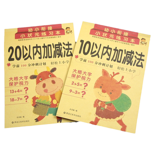 10 20以内加减法全套2本数的分解与组成相邻数比大小看图计算题横式竖式口算题卡天天练 幼儿园中大班升一年级幼小衔接教材练习册