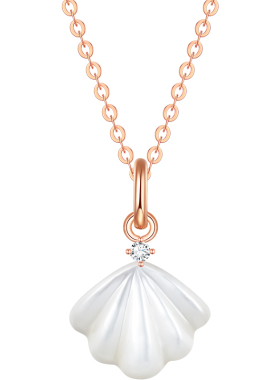 【礼物】18k金一贝子钻石项链女