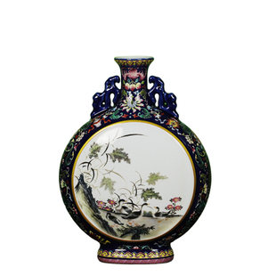 景德镇花瓶陶瓷珐琅彩手工月光瓶 仿古装饰礼品摆件客厅新家新婚