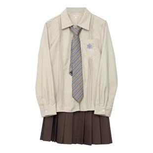 车厘子jk制服套装女原创正版日系学院风jk短长袖衬衫奶茶色百褶裙
