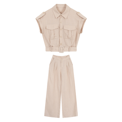 韩系松弛感衫衬衫休闲裤两件套