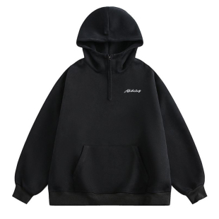 阿于呆日系复古原创重磅400g半拉链连帽卫衣男宽松廓形加厚外套女