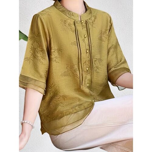D 77937 New Chinese Style Summer Top Pants Set 新中式妈妈套