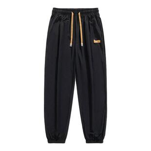 回力冰丝裤子男士春夏季薄款2026新款宽松直筒运动裤垂感休闲长裤