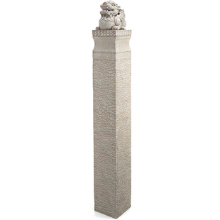 匠心坊中式庭院造景布置石柱别墅门口貔貅摆件户外花园仿古拴马柱