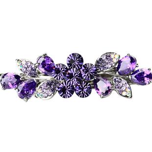 发夹一字夹妈妈头饰高端水钻后脑勺半扎发顶夹女弹簧夹成人发卡女