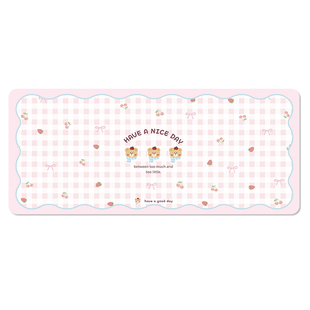 可爱小熊鼠标垫超大女生甜美防水办公工位键盘垫家用学习写字桌垫