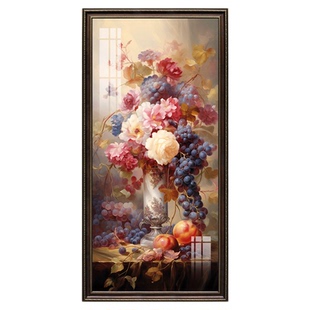 美式玄关装饰画正对门过道走廊楼梯间挂画新款高档欧式花卉艺术画