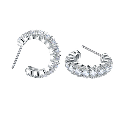 卓蝶珠宝纯银镀18k女钻石耳环