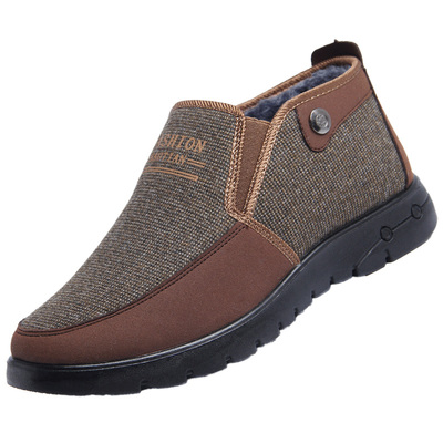 男士棉鞋加绒保暖布鞋冬季款中年