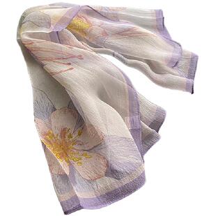 2026年春新款真丝丝巾女薄款蓝色桑蚕丝小方巾夏季防晒送妈妈围巾