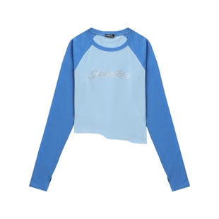 IT GROUNDZERO女装插肩袖长袖T恤新款个性辣妹不对称上衣000230