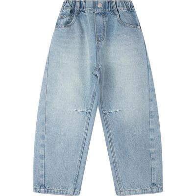 【海岛遐想】百搭神裤 打褶弯刀裤浅蓝色水洗软牛仔裤男童香蕉裤