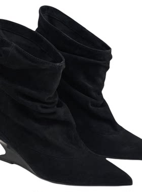 lostinecho尖头堆堆异形坡跟靴