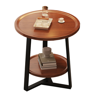 轻奢小户型客厅茶几简约现代家用圆形双层边几民宿酒店沙发小边几