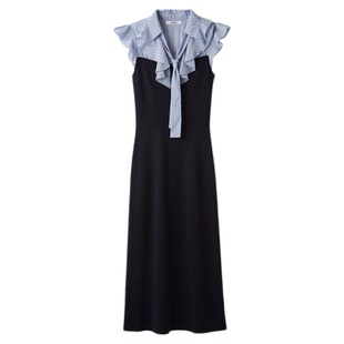 SNIDEL2025秋冬新品气质荷叶领小飞袖领结针织连衣裙SWNO254193