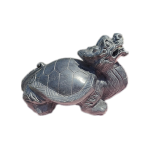 青石龙头龟家用石雕石龙龟霸下赑屃摆件八卦石龙龟吐水小石龟雕刻