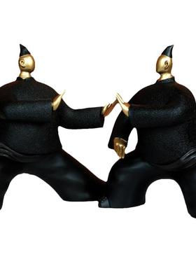 创意新中式抽象太极人物客厅玄关