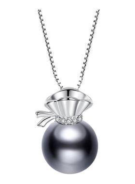 s925银项链贝珠香囊吊坠女锁骨链