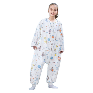 儿童睡袋秋冬款纯棉羊绒中大童分腿天竹棉冬季婴儿宝宝防踢被四季