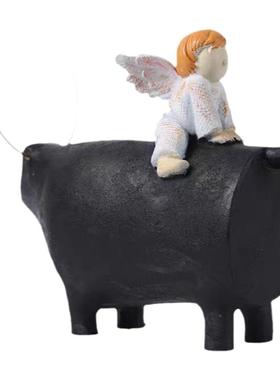 创意牧童骑牛树脂软装家居摆件