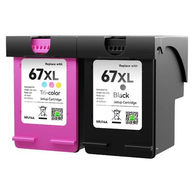 才进适用惠普67墨盒Deskjet 4125 2723 2721 2700 6020打印机2330 6052 6055 6420 6452 6455 6458黑彩色67XL