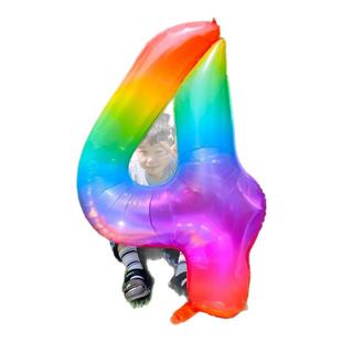 儿童周岁生日派对场景布置果冻32寸数字气球装饰户外拍照道具氛围