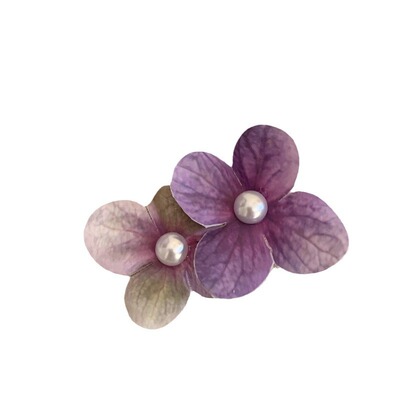 夏日甜美小清新双花朵珍珠发夹海边少女氛围感侧边鸭嘴夹发饰头饰